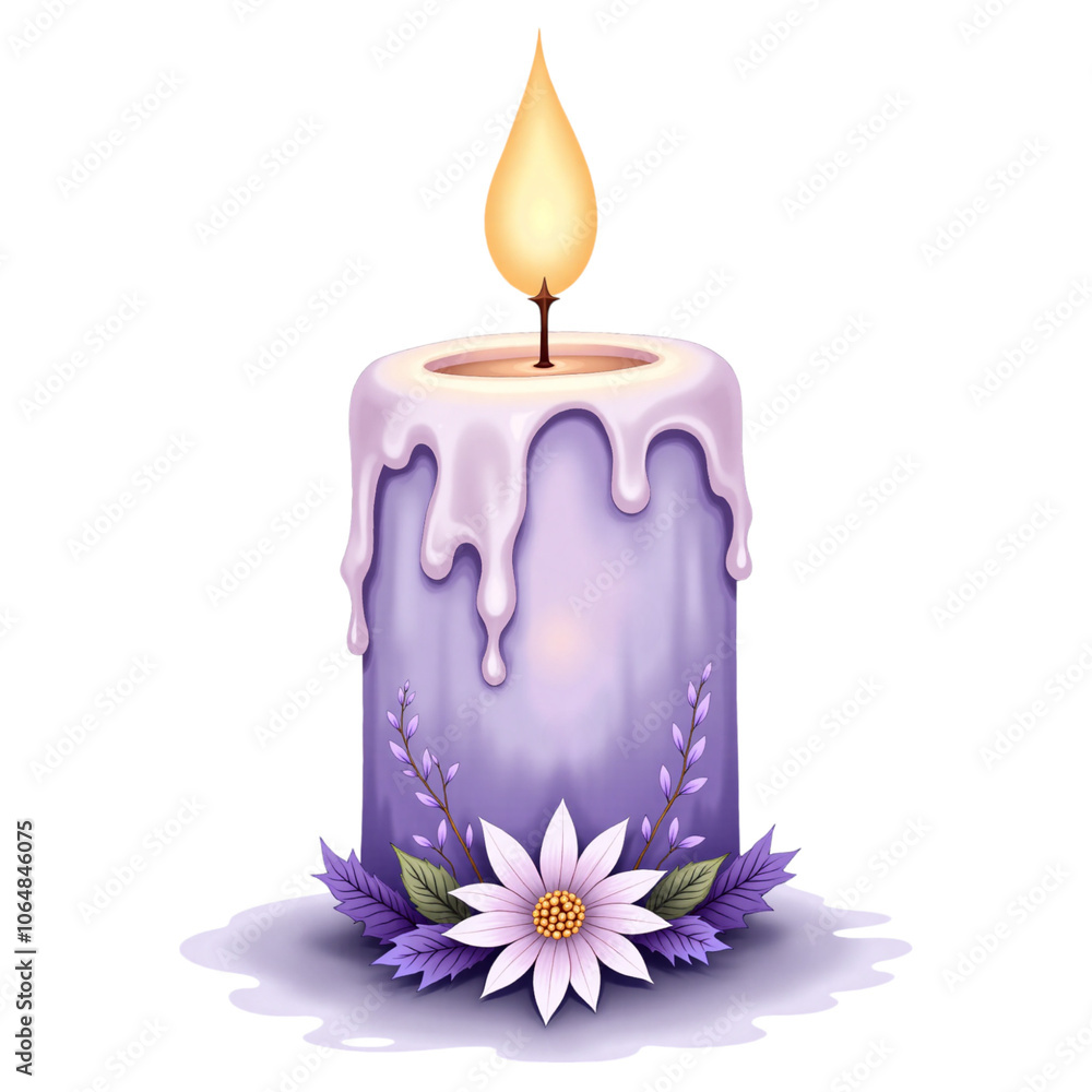 Purple Holiday Candle with Floral Decoration
Purple Holiday Candle with Floral Decoration