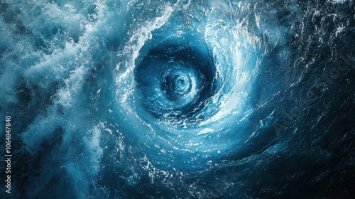 A swirling blue ocean with a large hole in the middle photo