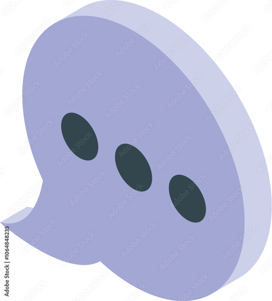 Purple speech bubble with three dots indicating ongoing typing symbolizes online communication and messaging Purple speech bubble with three dots indicating ongoing typing symbolizes online communication and messaging