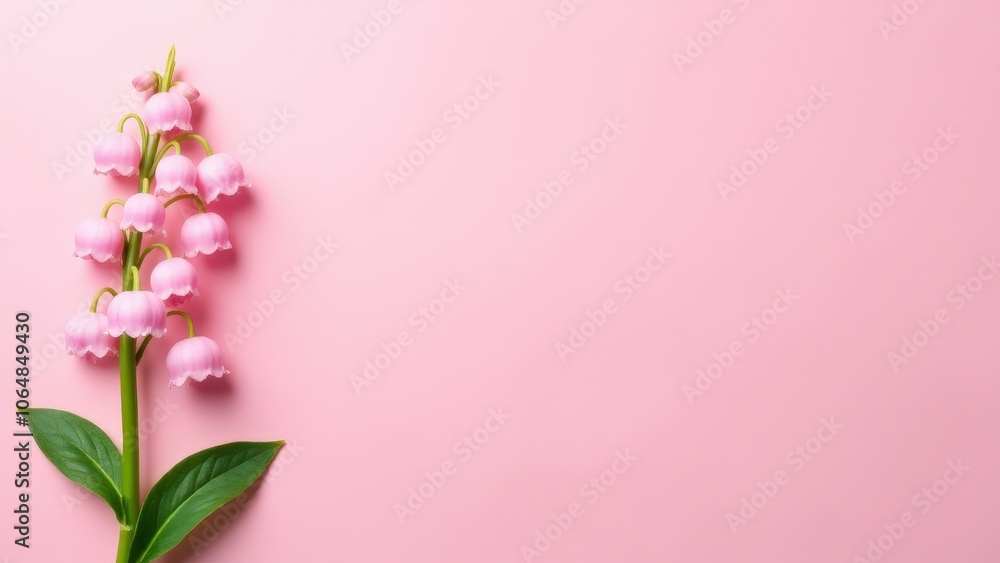 An arrangement of pink lily of the valley flowers with ample copy space, ideal for clean designs An arrangement of pink lily of the valley flowers with ample copy space, ideal for clean designs