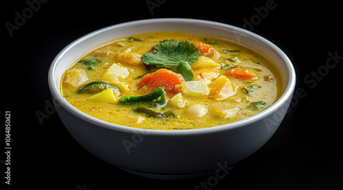 Vibrant Coconut Curry with Colorful Vegetables in a Bowl