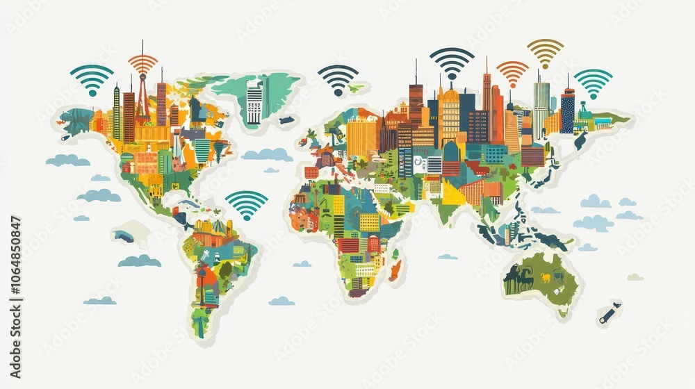 Obraz premium Enhancing Global Connectivity How WiFi Bridges the Earth for a Seamless Connection
