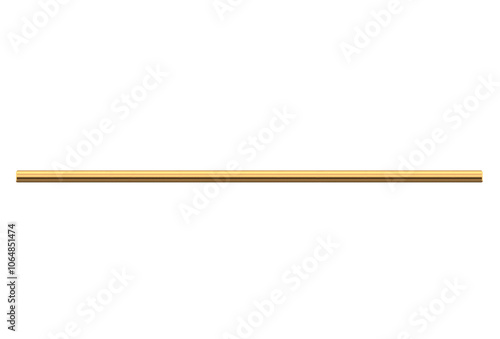 Medium gold metal pipe. On isolated transparent background.