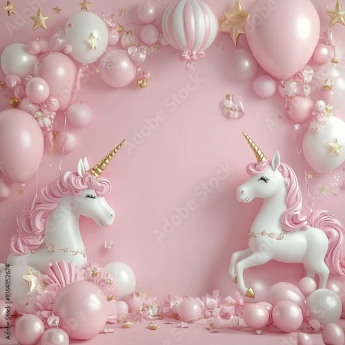 Pink Baby Girl Birthday Background, baner , unicor photo