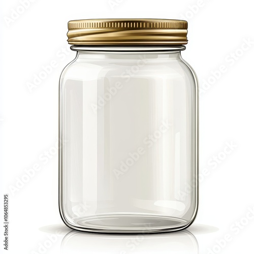 Empty Transparent Glass Jar with Metal Lid