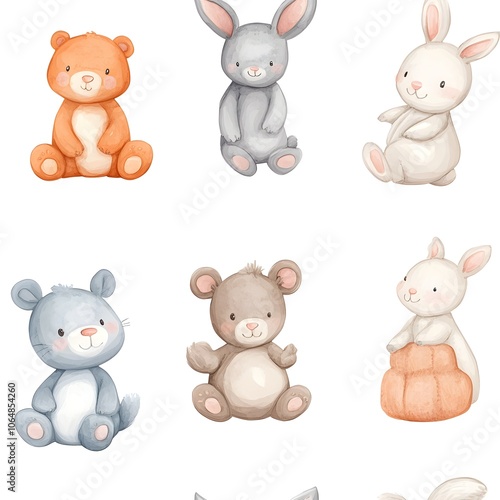 Watercolor Cute Cartoon Animals Collection