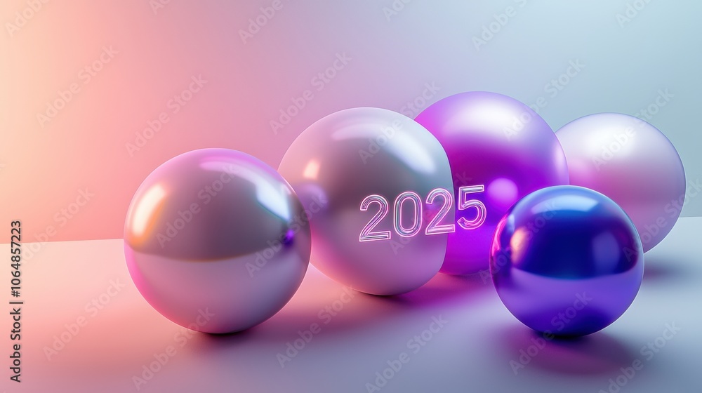 A group of shiny, colorful spheres with the number 2015 written on them A group of shiny, colorful spheres with the number 2015 written on them