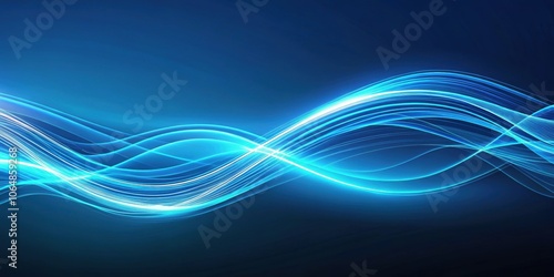 Abstract modern wallpaper with glowing wavy lines on blue background, rendering, abstract, modern, minimal