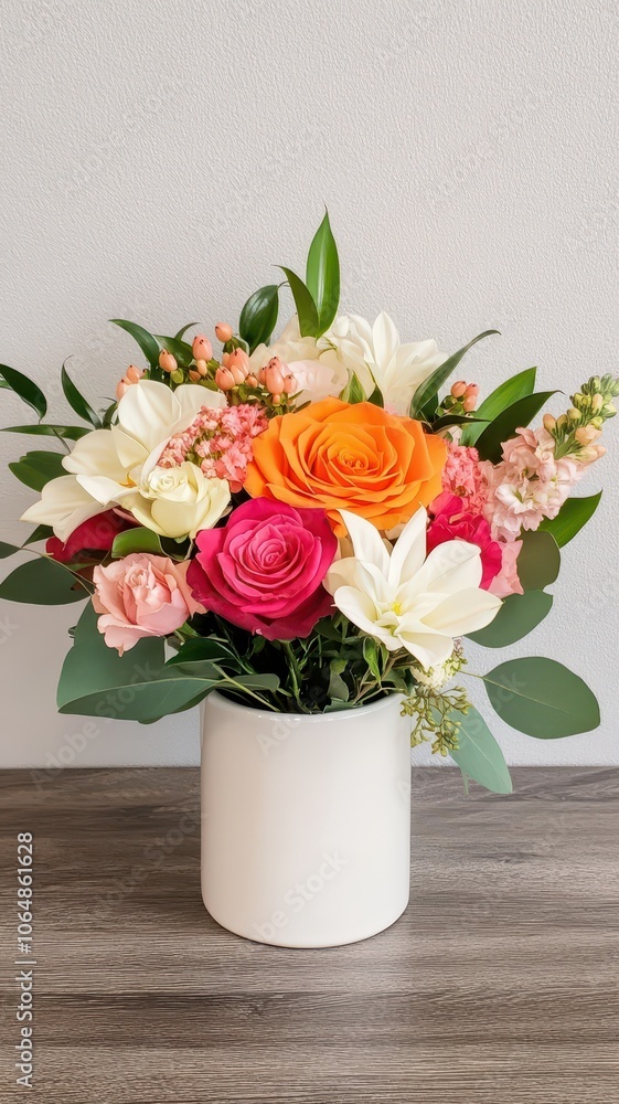 Fototapeta premium Rustic bouquet centerpiece with a fragrant blend of wildflowers and greenery, perfect for charming table decor.