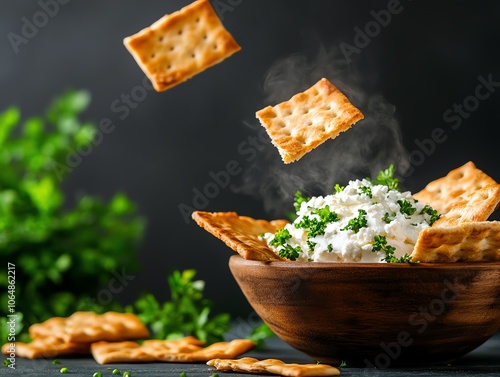 Serbian kajmak cheese spread on freshly baked pita bread, a hearty Balkan breakfast scene photo