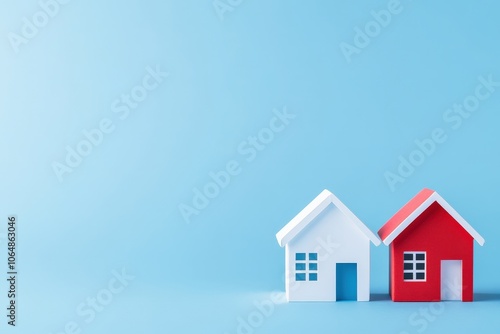 Colorful Houses on Blue Background for Real Estate Concepts