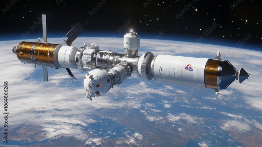 Fototapeta premium space pioneer, space, astronaut, satellite, snow, winter, star, sky, spaceship, technology, earth, ice, planet, night, abstract, illustration, sun, station, travel, art, nature, water, moon, cold
