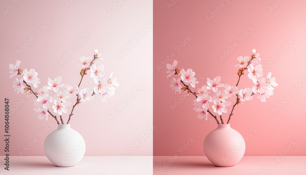 Step-by-step guide to creating cherry blossoms in light pink, showcasing petal positioning and branch details. Step-by-step guide to creating cherry blossoms in light pink, showcasing petal positioning and branch details.