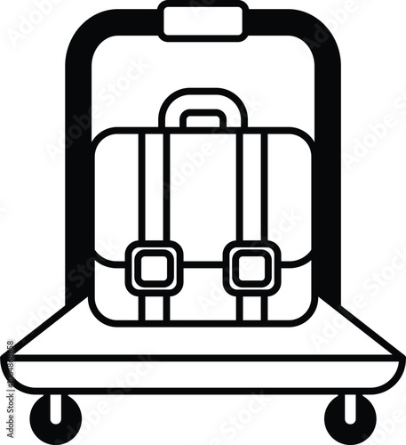 A luggage cart with a suitcase on it