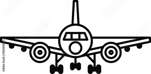 A cartoon airplane with its landing gear down