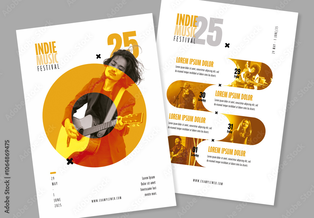 Music Festival Program with yellow Accents Stock Template | Adobe Stock