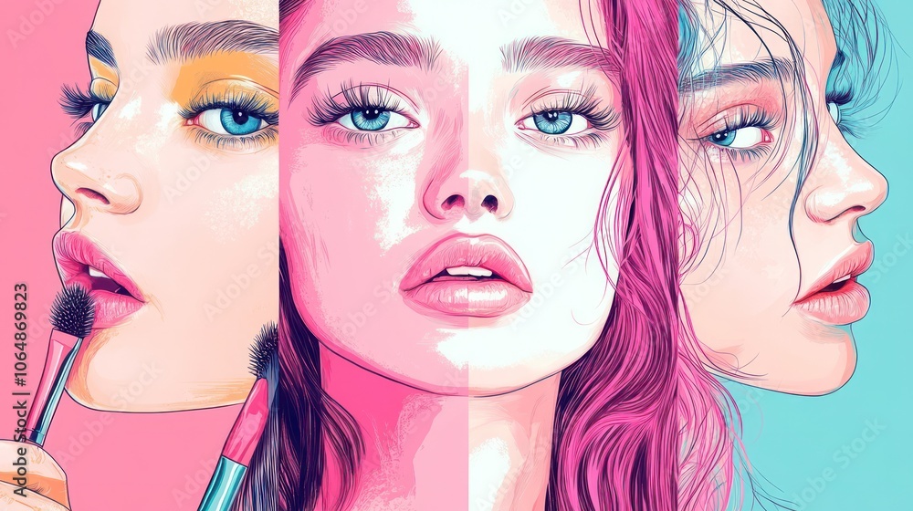 Obraz premium Creative beauty hacks making daily routines more efficient and effective. Illustrations