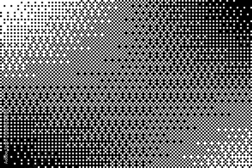 Pixelated bitmap gradient texture.8 bit video game screen wallpaper Black and white dither pattern background.	

