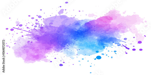 Watercolor purple and blue color abstract shape on white background