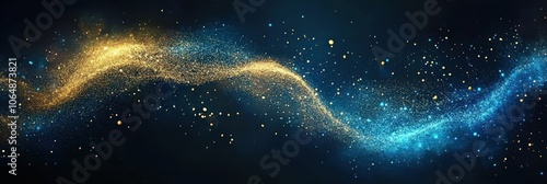 Glowing Abstract Background in Gold and Blue Colors