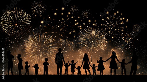 Fireworks displays creating magical moments of excitement and joy for all ages. Illustrations