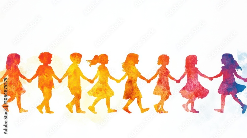 Obraz premium Friends and family holding hands to express love and togetherness. Illustrations