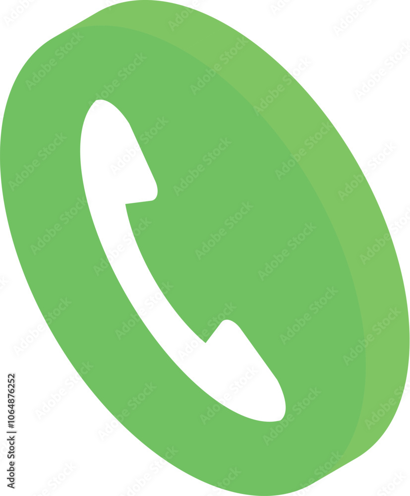 Green round button with white phone receiver symbolizing communication, contact, and telephone services Green round button with white phone receiver symbolizing communication, contact, and telephone services