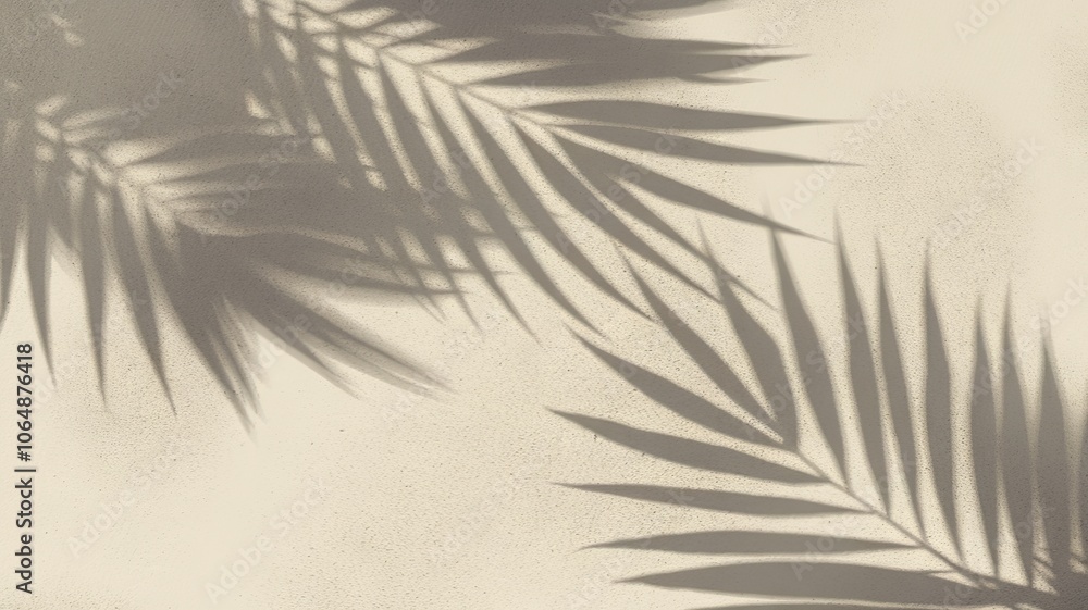 Obraz premium Palm Leaf Shadows on a Beige Wall