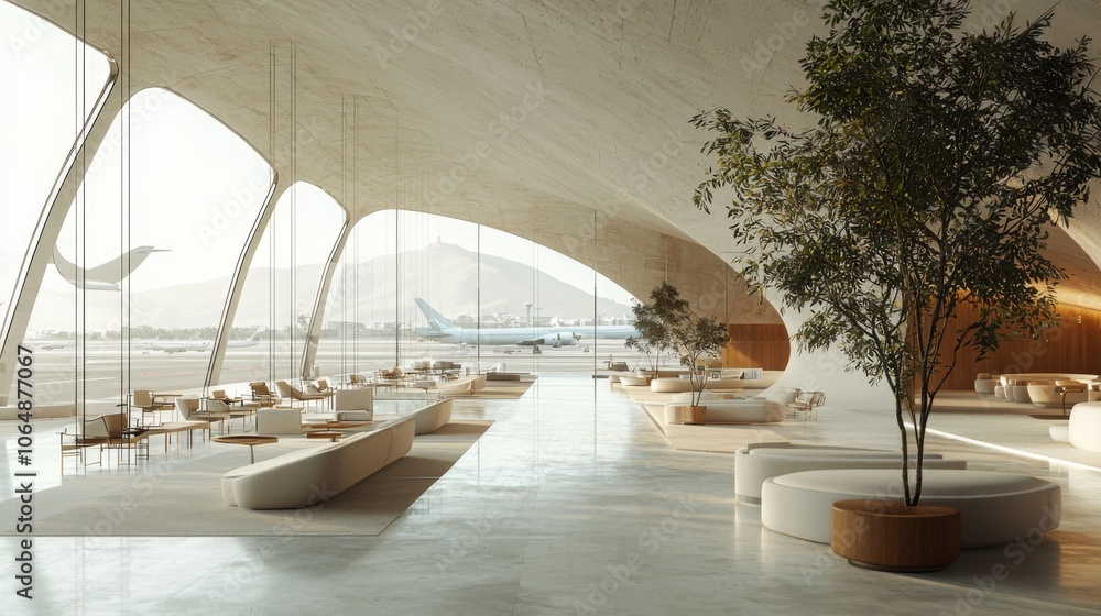 Obraz premium Elegant Interior of a Modern Airport Terminal