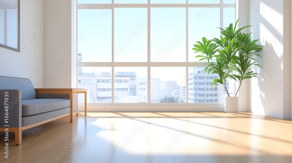 Fototapeta premium Minimalist Apartment with Large Window