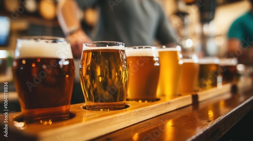 A local brewery where the owner is giving a tour of the brewing process, as customers sample unique craft beers