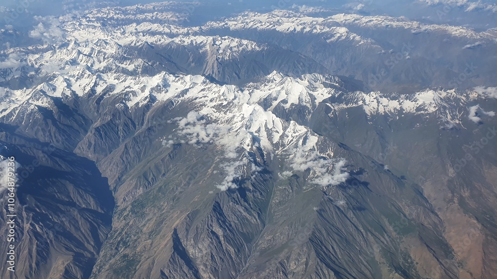 Obraz premium Pakistan mountains from above, aerial view