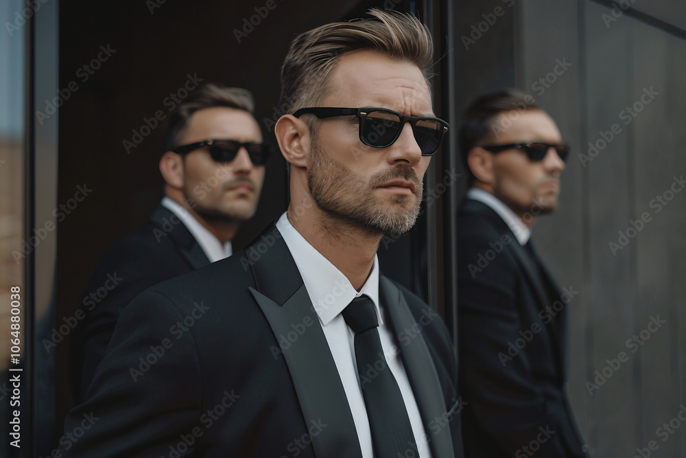 Security team guards president generative AI concept Security team guards president generative AI concept