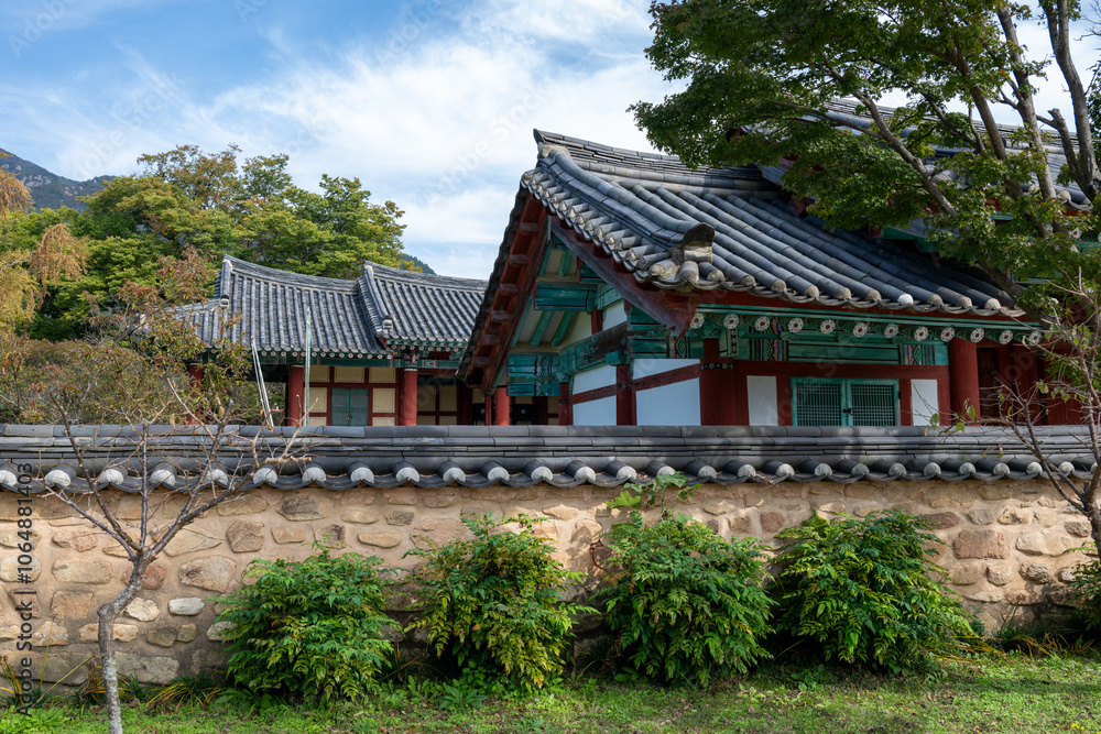 Korean Traditional House Scenery in Autumn Korean Traditional House Scenery in Autumn