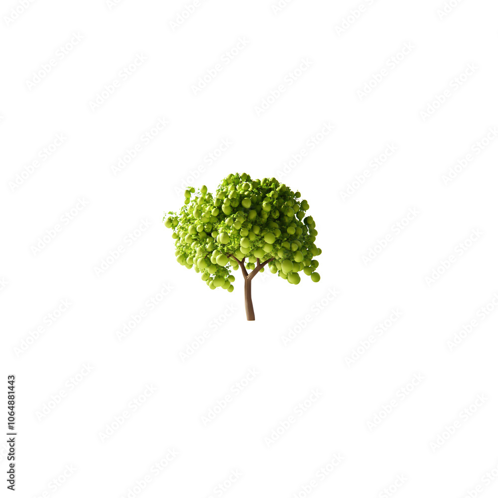 Fototapeta premium 3D green tree with fruits hanging from the branches. white background