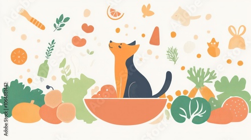 Pet nutrition tips for improving digestion, energy levels, and overall health. Illustrations photo