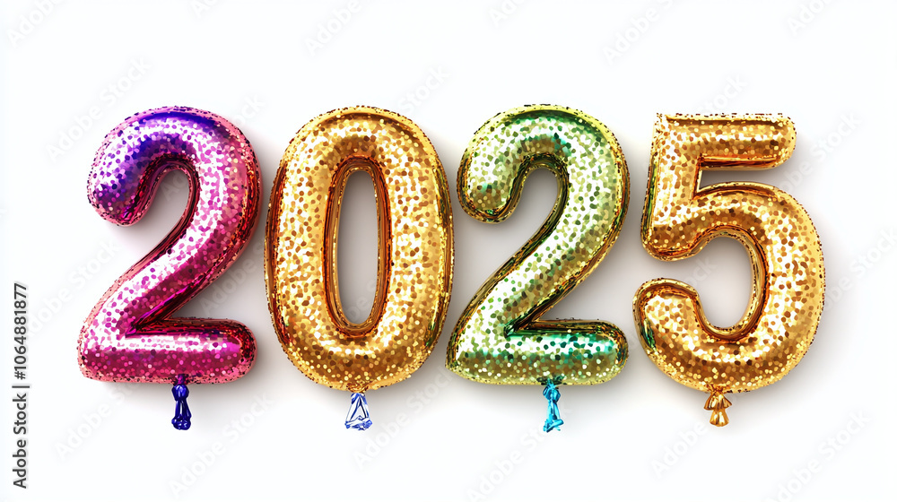 Illustration with year number 2025 on white background Illustration with year number 2025 on white background