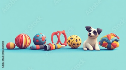 Pet toys designed to keep dogs and cats entertained and mentally stimulated. Illustrations photo