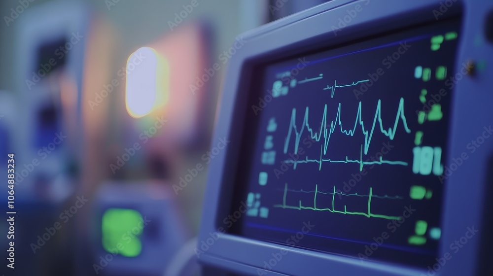 Hospital Heart Rate Monitor Displaying ECG Hospital Heart Rate Monitor Displaying ECG
