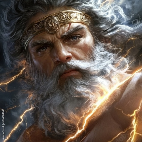 Zeus. Ancient Greek God of Olympus and Sky. Divine Male Deity in Greek Mythology photo