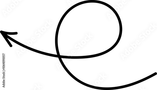 Hand drawn arrows. Handdrawn freehand different curved lines, swirls arrows. Curved arrow line. Doodle, sketch style. Isolated Vector illustration.