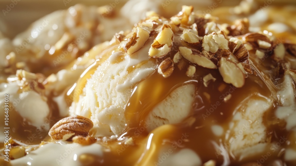 A close-up of perfectly creamy ice cream, oozing A close-up of perfectly creamy ice cream, oozing