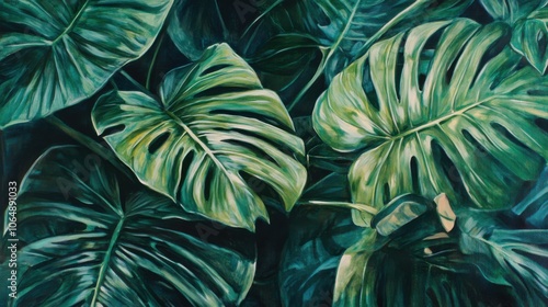 Wallpaper Mural Lush Green Tropical Leaves Background Torontodigital.ca