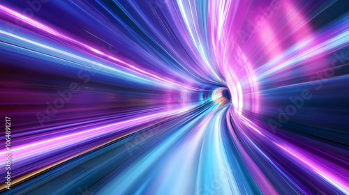 A Stunning Journey Through a Luminous Tunnel of Colorful Light Trails Expressing Speed and Motion in a Hyper-realistic Setting