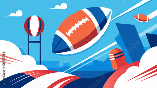 Abstract minimalist design featuring dynamic super bowl football imagery for event promotion