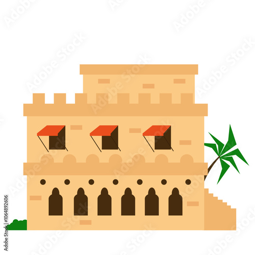 Arabic oriental architecture buildings Illustration
