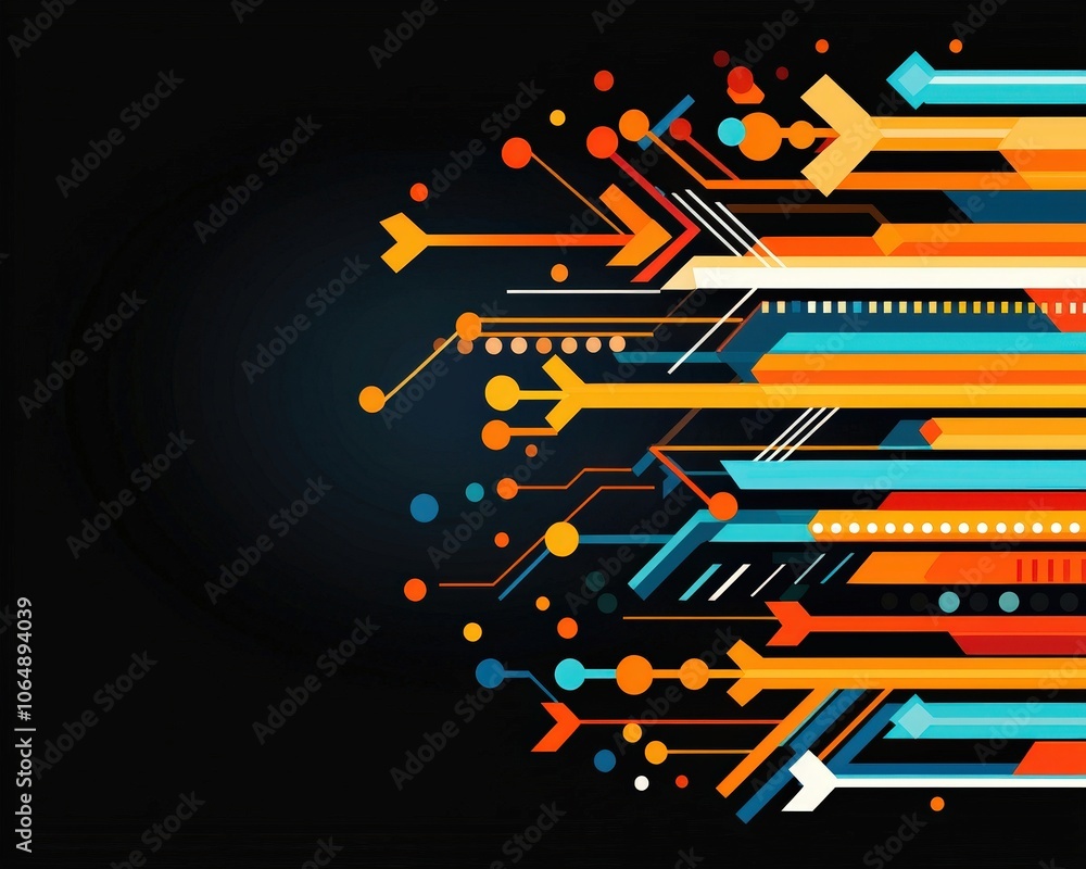 A colorful, abstract image of a bunch of arrows and lines A colorful, abstract image of a bunch of arrows and lines