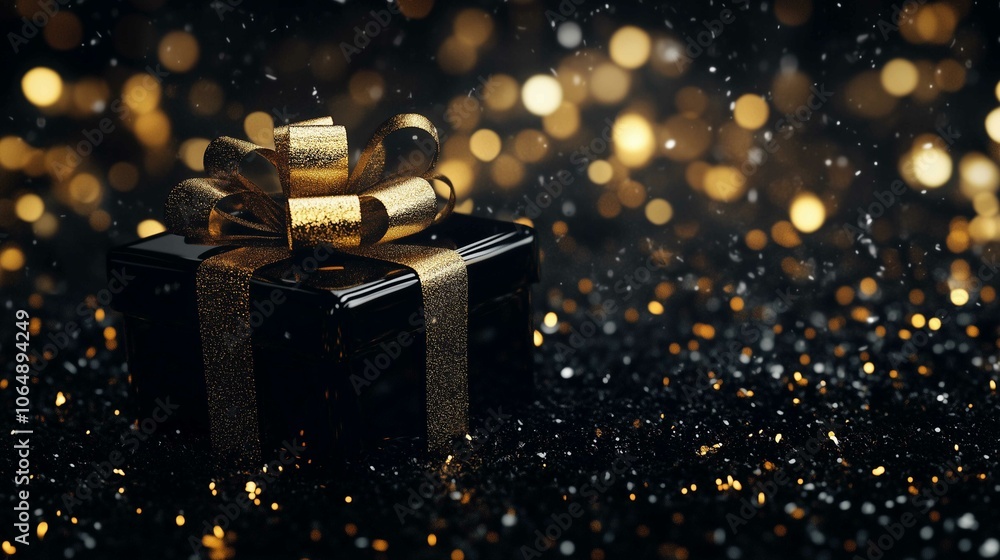 A close-up of a black gift box with a golden bow, surrounded by other wrapped presents and warm string lights.
A close-up of a black gift box with a golden bow, surrounded by other wrapped presents and warm string lights.