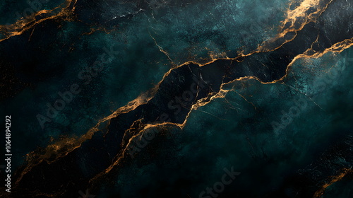 Dark Green marble background with gold veins. Malachite gemstone wallpaper.