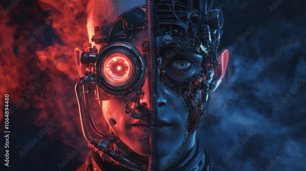 A dramatic portrait of a steampunk vampire demon, A dramatic portrait of a steampunk vampire demon,